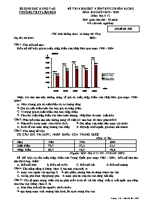 Đề thi khảo sát kiến thức chuẩn bị cho năm học mới môn Địa lý Lớp 12 - Mã đề 568 - Năm học 2019-2020 - Trường THPT Liễn Sơn